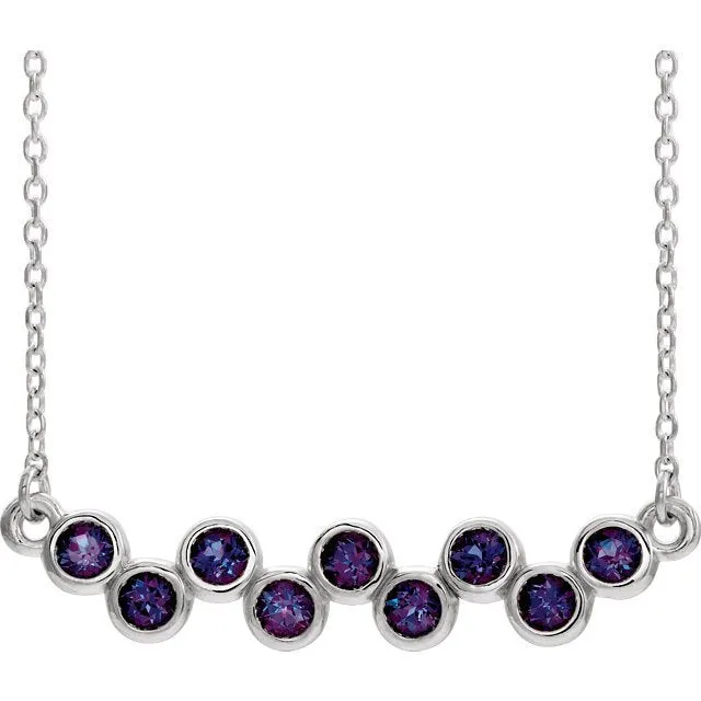 14KT GOLD .72 CTW ALEXANDRITE BEZEL-SET BAR NECKLACE