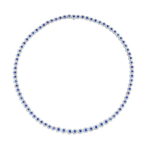 14kt White Gold 6.66ctw Blue Sapphire and Diamond Graduated Necklace