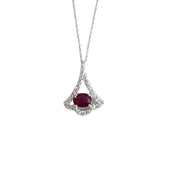 14KT White Gold Ruby & Diamond Necklace