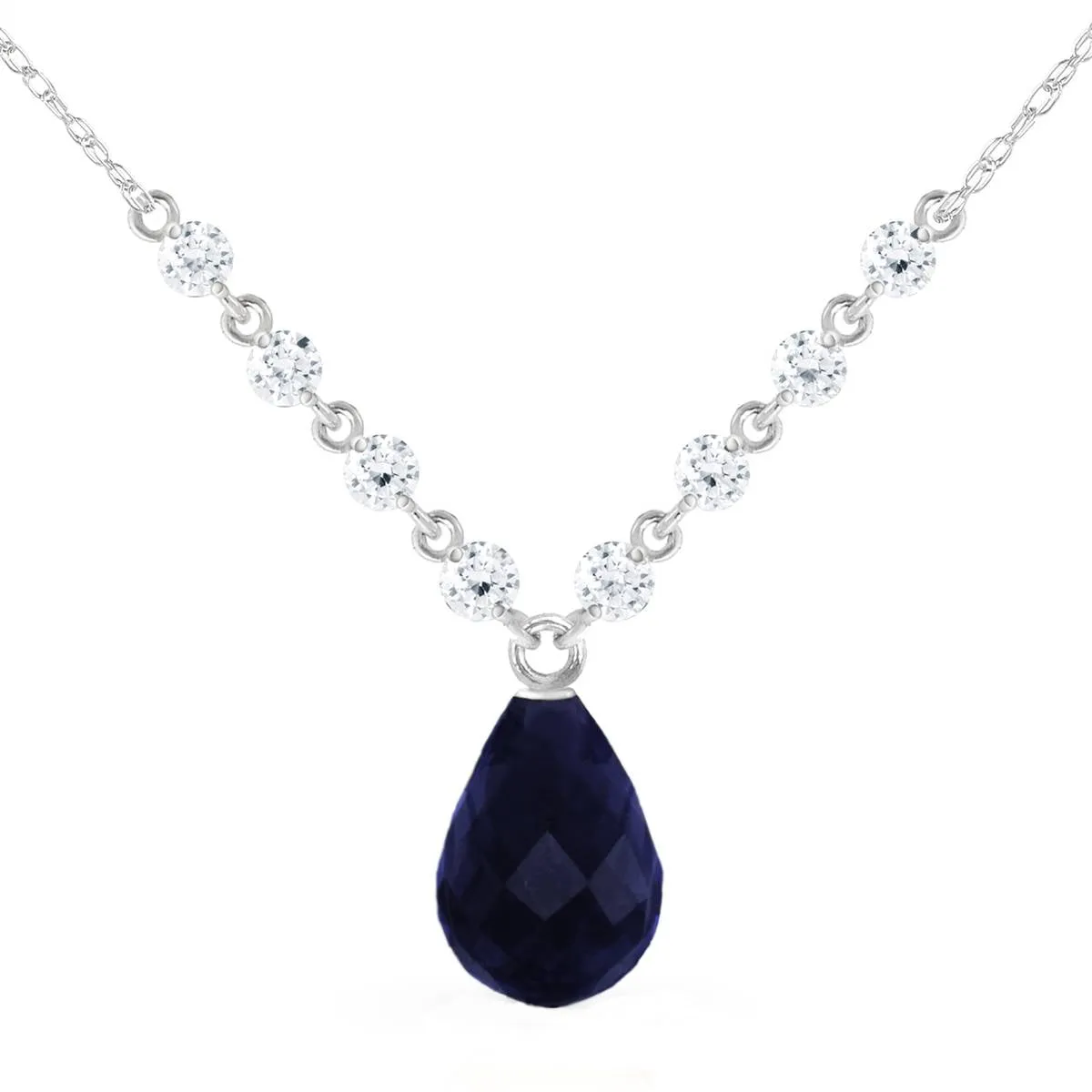 15.6 Carat 14K Solid White Gold Love Conquers Sapphire Diamond Necklace