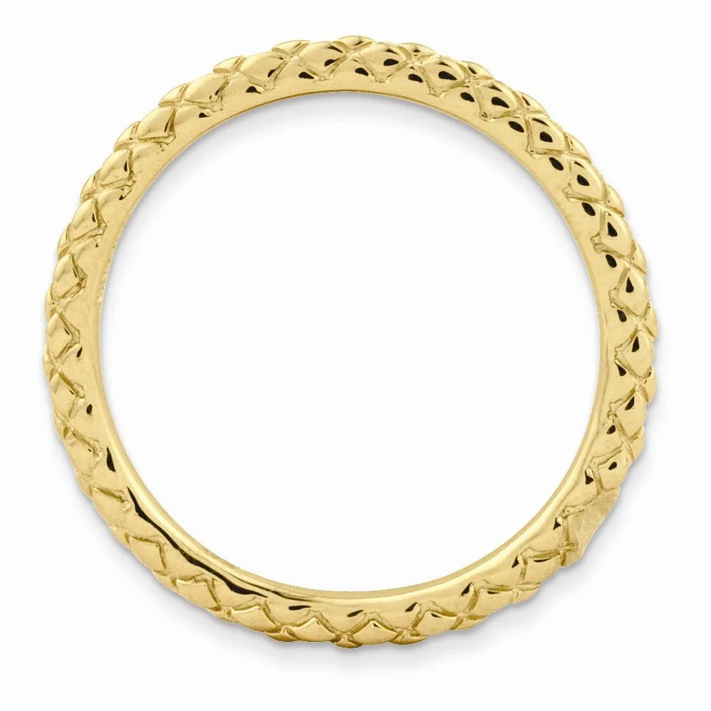 1.5mm Stackable 14K Yellow Gold Plated Silver Crisscross Band