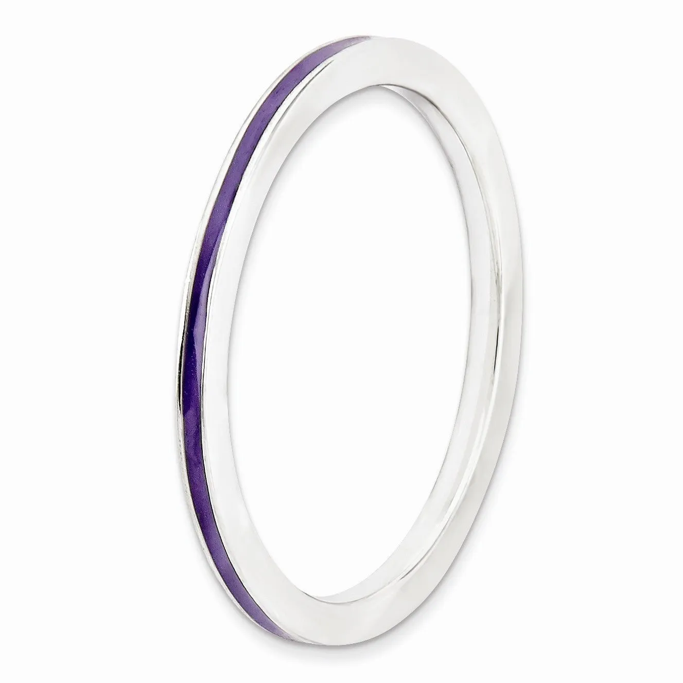 1.5mm Sterling Silver Stackable Purple Enameled Band