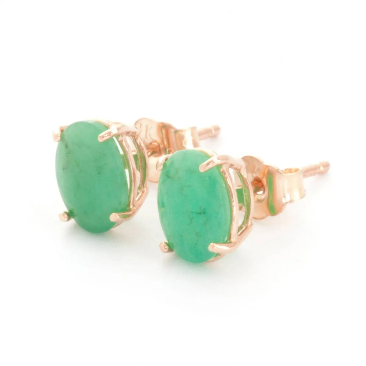 1.8 Carat 14K Solid Rose Gold Stud Earrings Natural Emerald