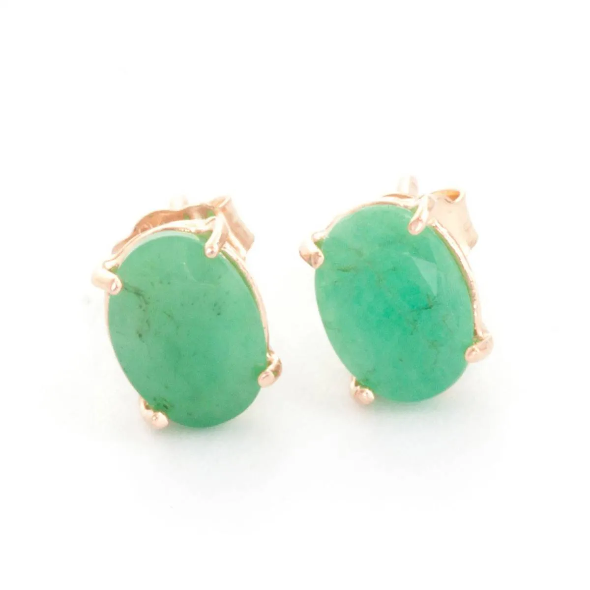 1.8 Carat 14K Solid Rose Gold Stud Earrings Natural Emerald