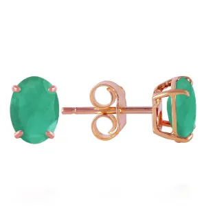 1.8 Carat 14K Solid Rose Gold Stud Earrings Natural Emerald