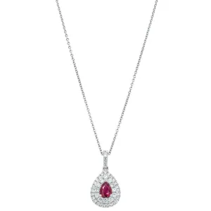 18ct White Gold .65ct Ruby & Diamond Pendant