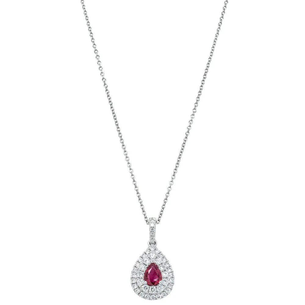 18ct White Gold .65ct Ruby & Diamond Pendant