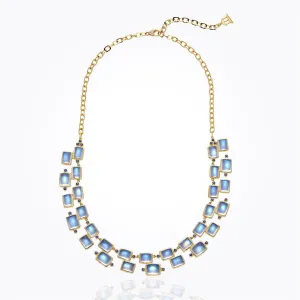 18K Cleo Necklace with royal blue moonstone and blue sapphire