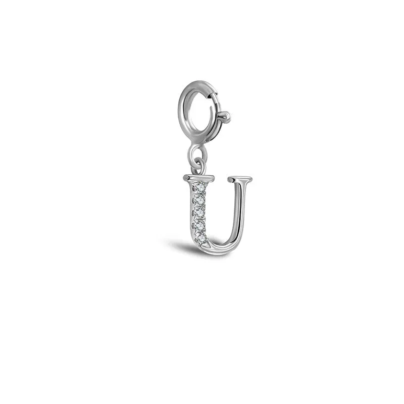 18k Gold Letter "U" Diamond Charms