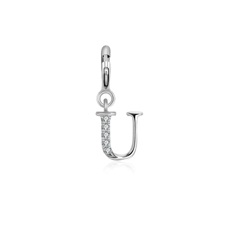 18k Gold Letter "U" Diamond Charms