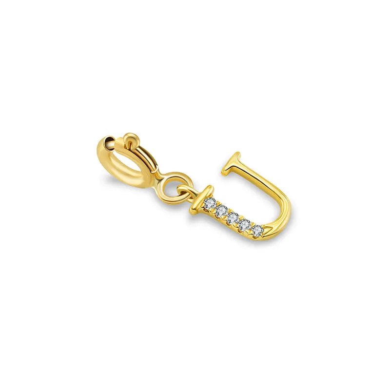 18k Gold Letter "U" Diamond Charms