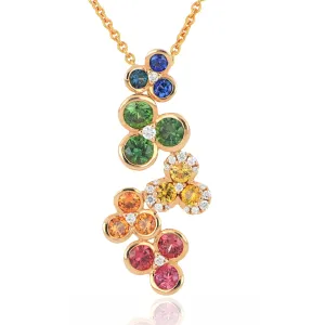 18k Rose Gold Multi-color Sapphire and Diamond Necklace