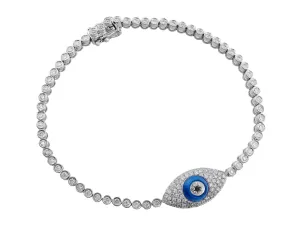 18k White Gold Evil Eye Pavé Diamond Bracelet