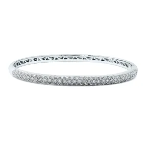 18K White Gold Pave Diamond Bangle Bracelet