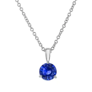 18K White Gold Sri Lanka Sapphire Pendant Necklace