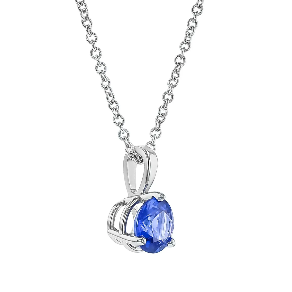 18K White Gold Sri Lanka Sapphire Pendant Necklace