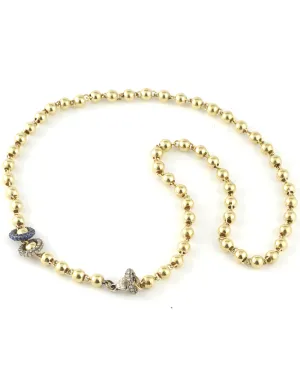 18k Yellow Gold Diamond Rondelles Beaded Necklace