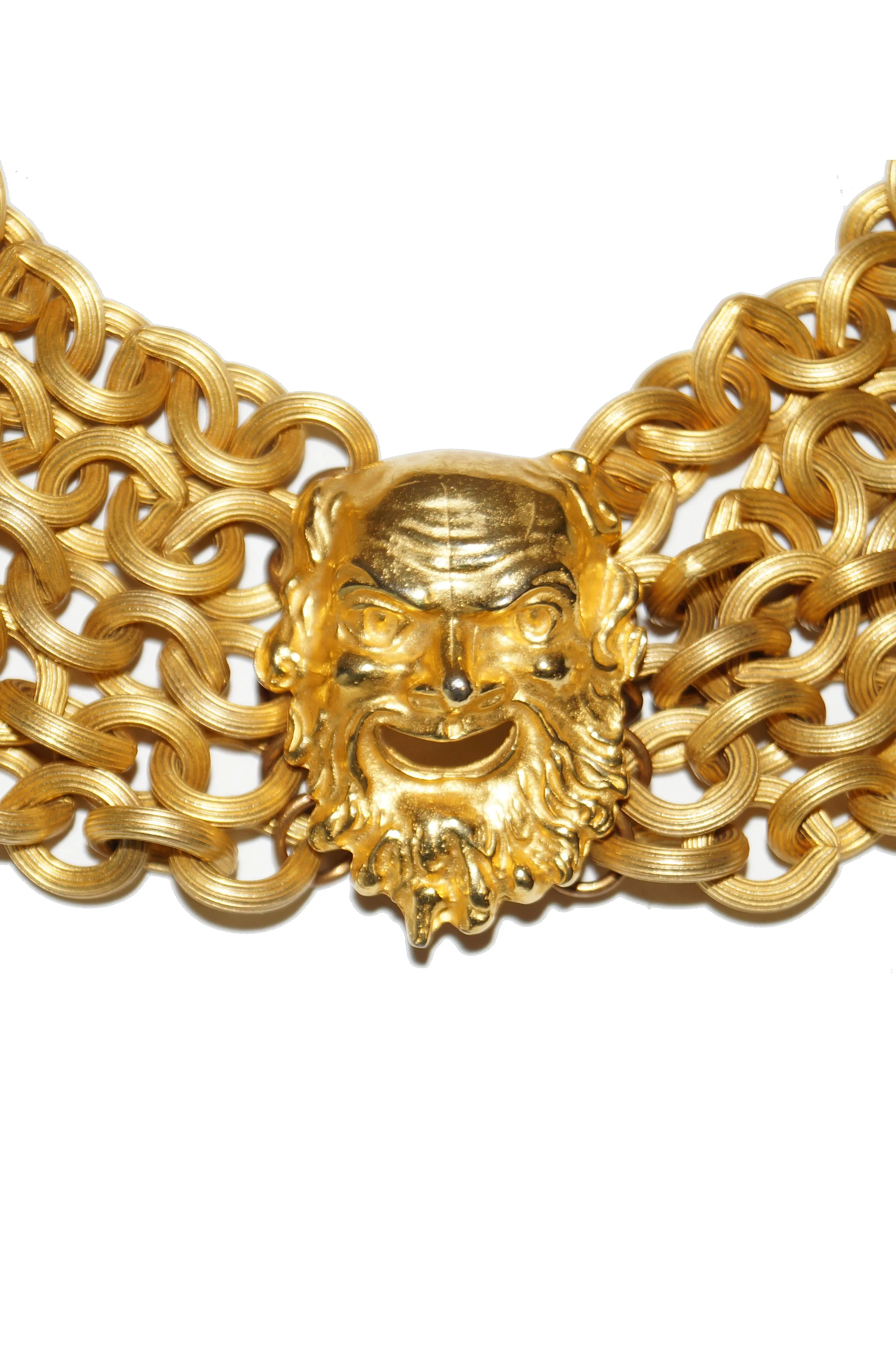 1990s Prevost Gold Chain Zeus Head Choker Necklace