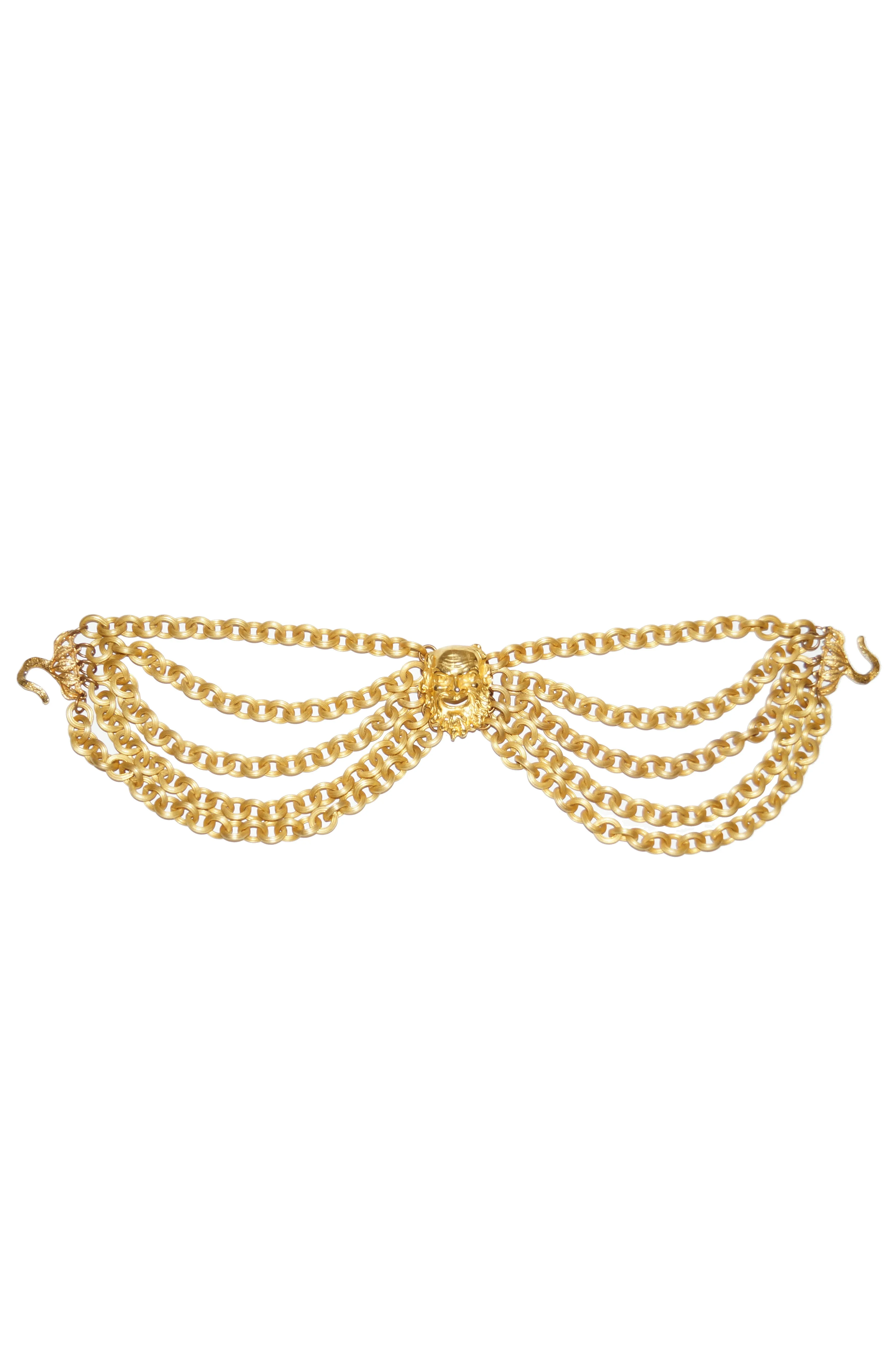 1990s Prevost Gold Chain Zeus Head Choker Necklace