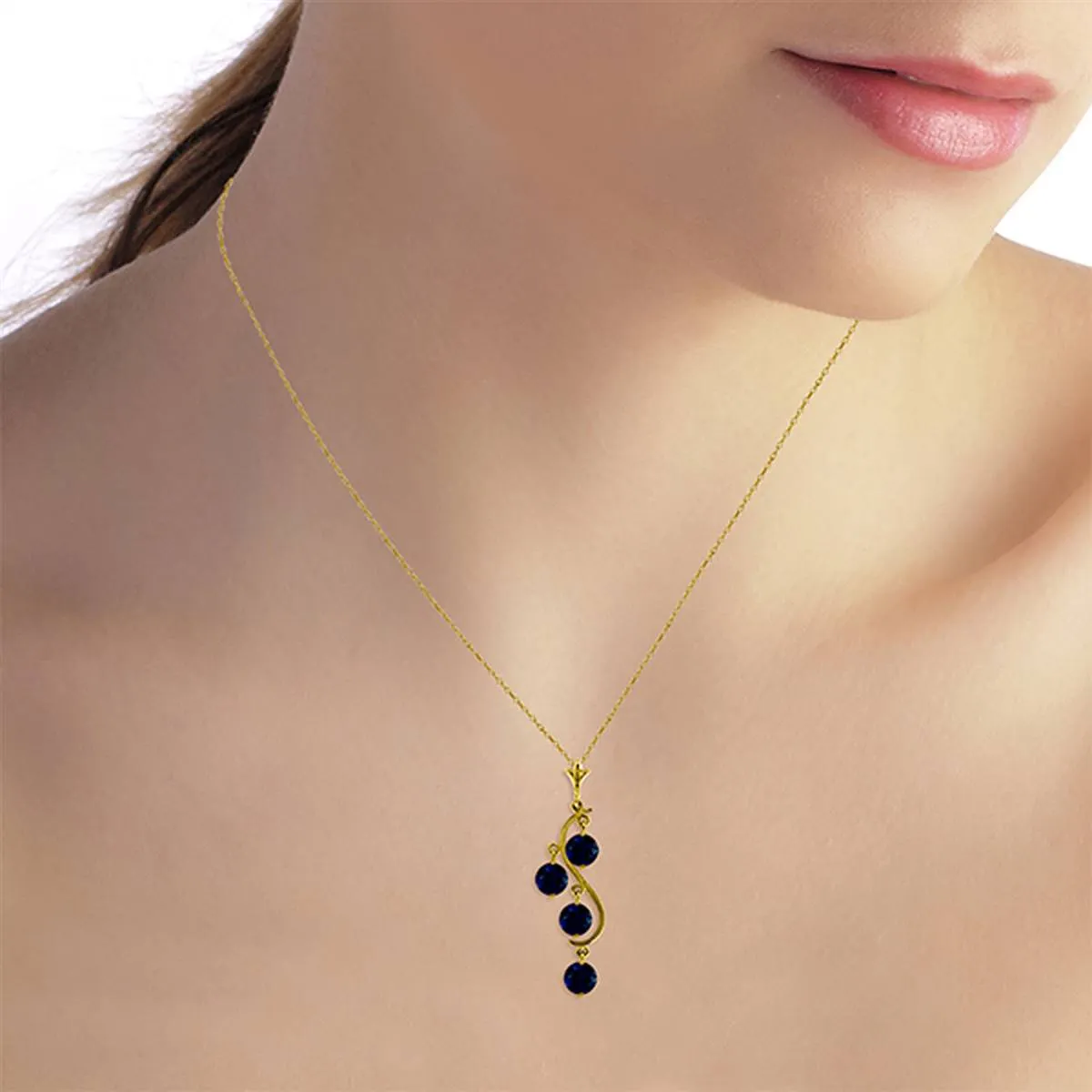 2 Carat 14K Solid Yellow Gold Don't Deny Love Sapphire Necklace