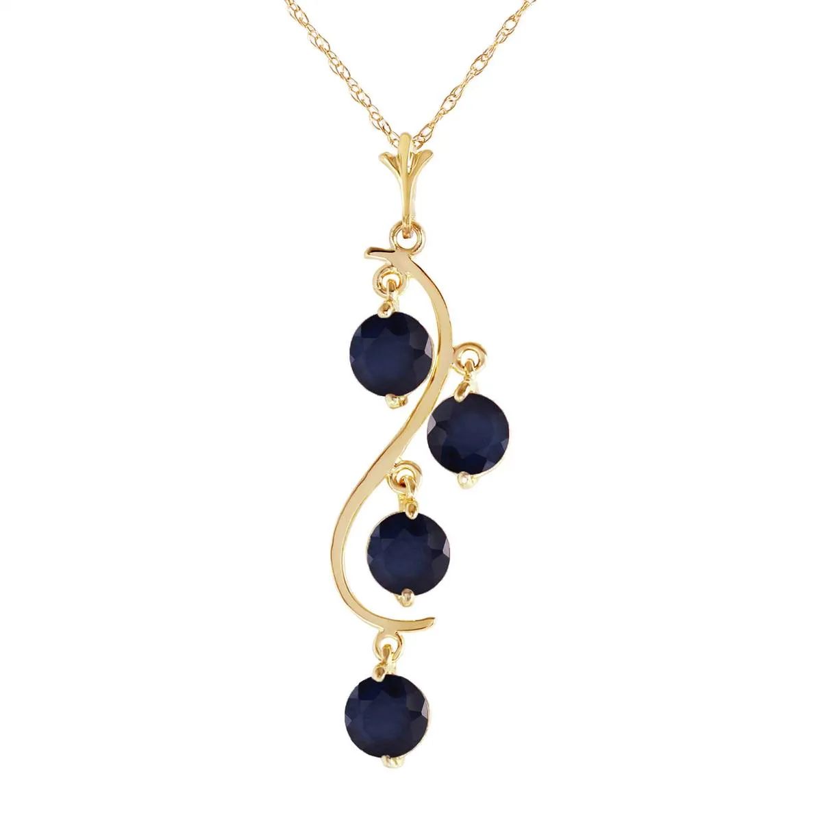 2 Carat 14K Solid Yellow Gold Don't Deny Love Sapphire Necklace