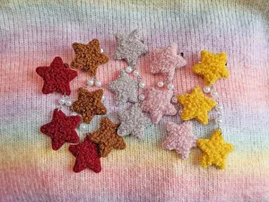 2-Way Fuzzy Teddy Bear Star Clips- Choose your color