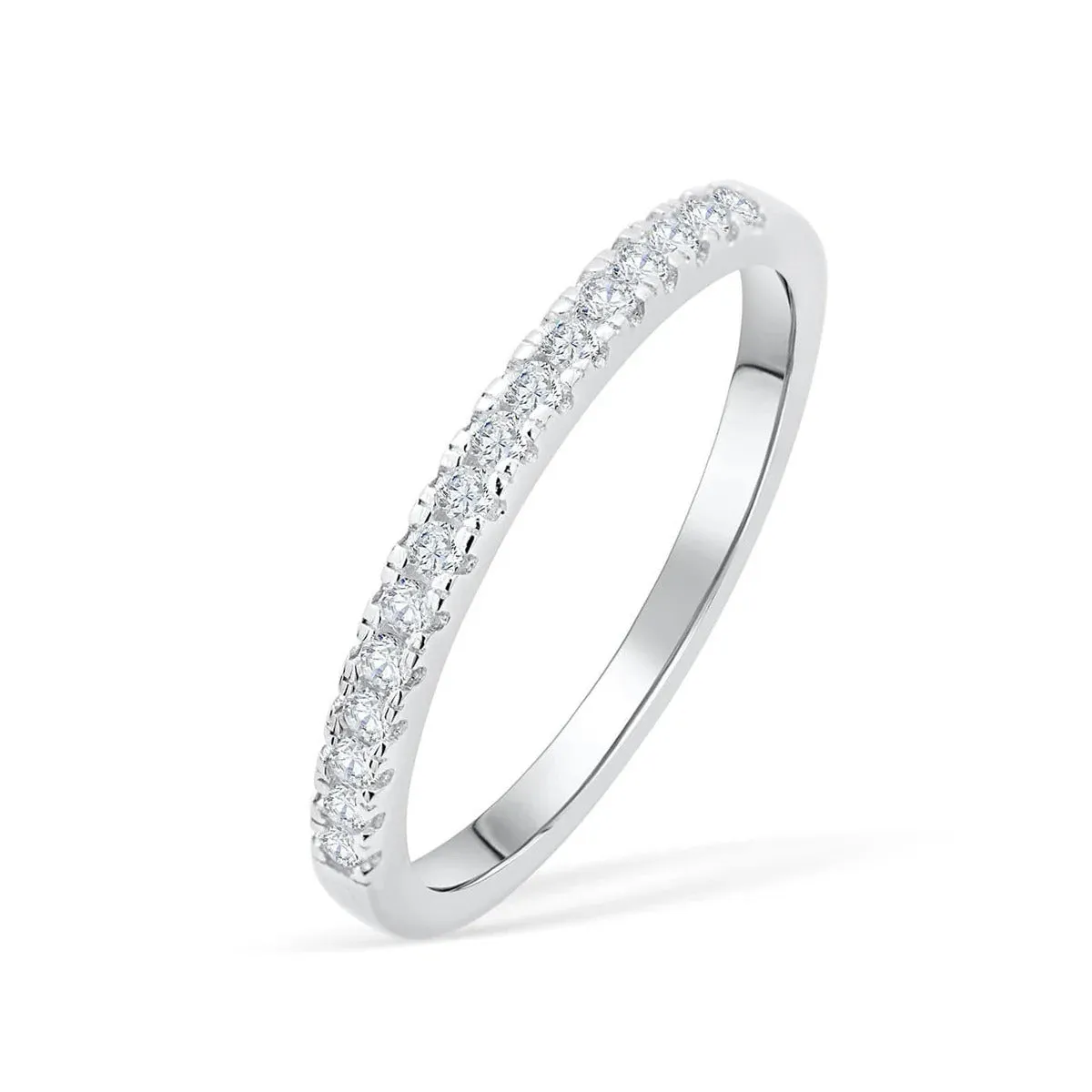 2mm Pave Half Eternity Band Ring