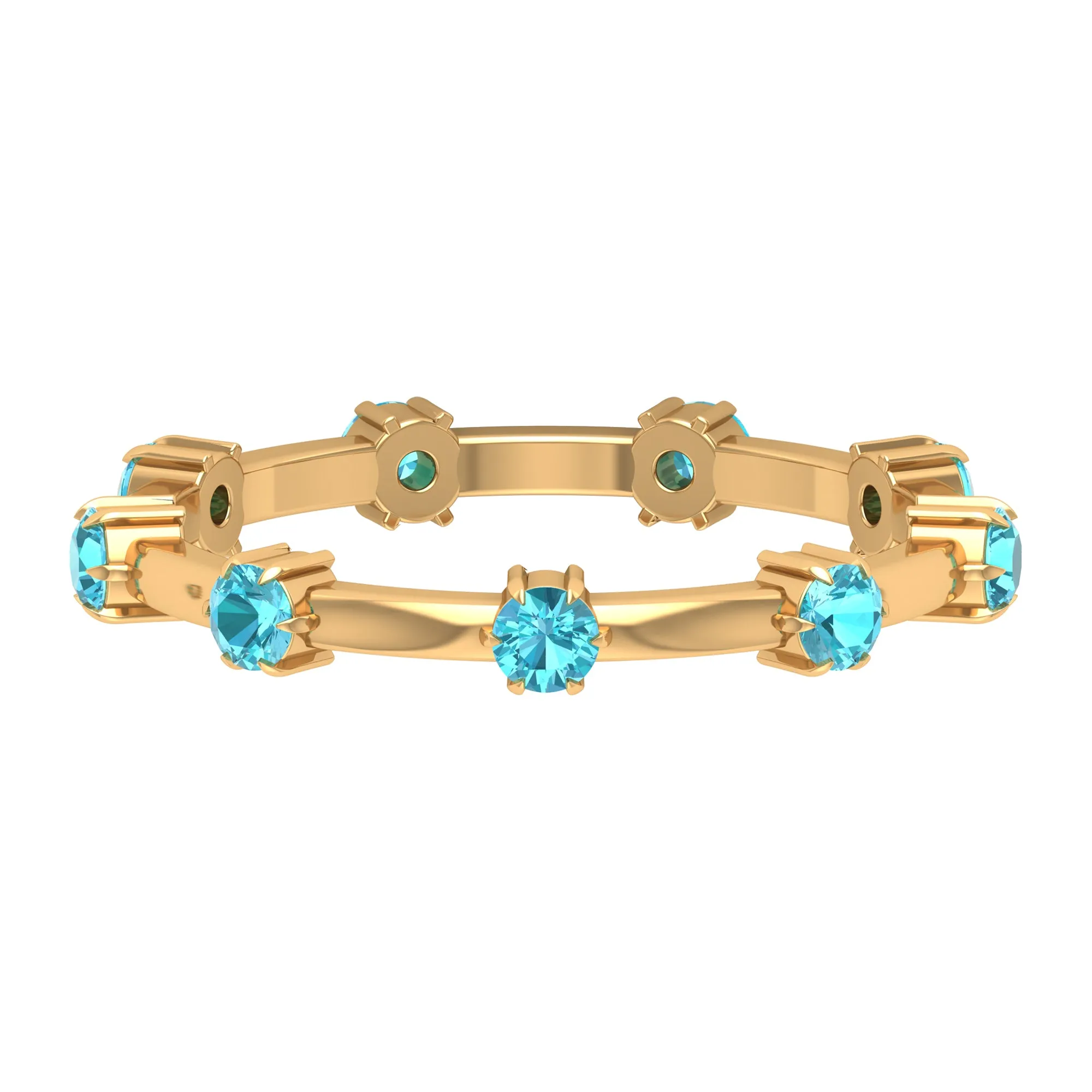 3/4 CT Claw Set Swiss Blue Topaz Stackable Ring