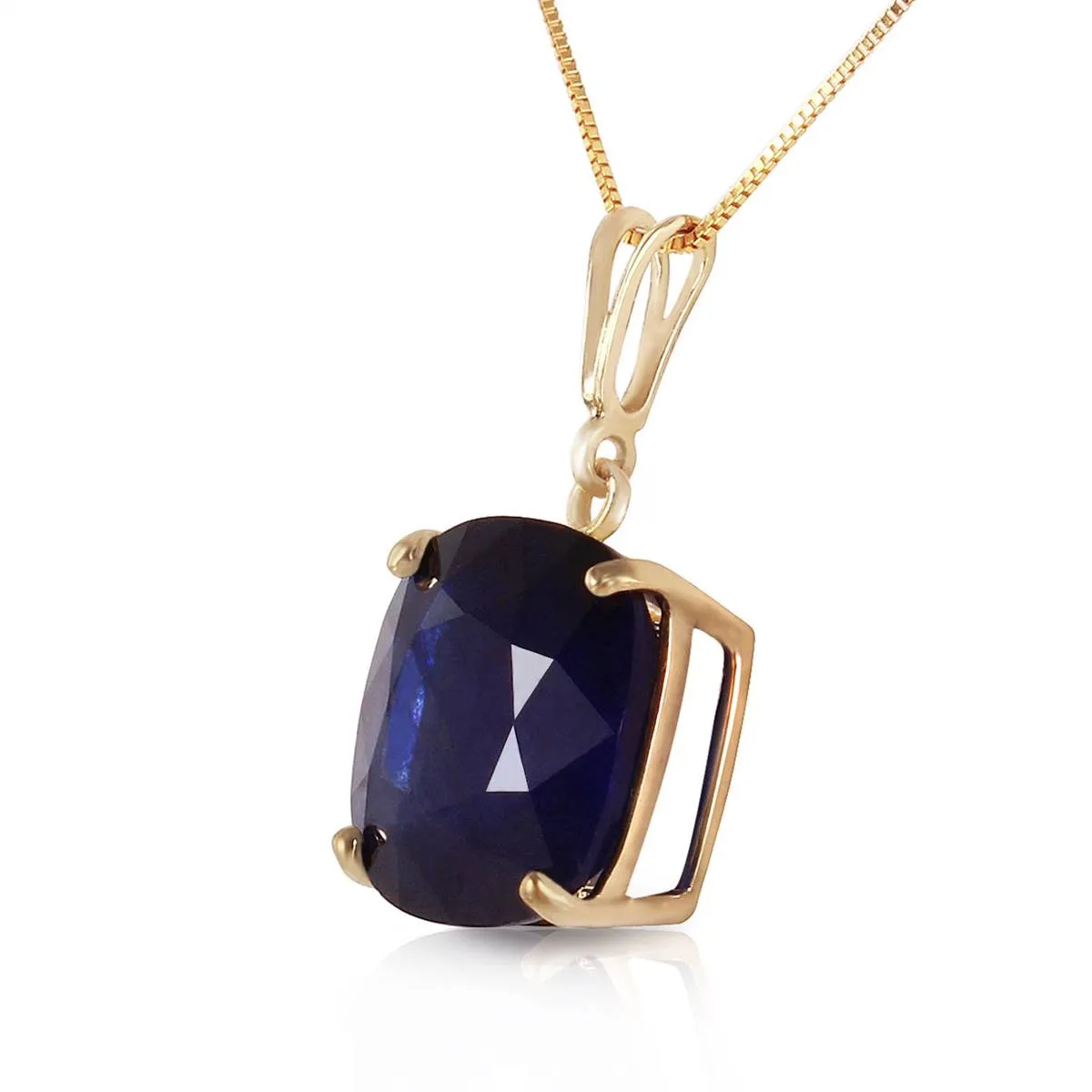 4.83 Carat 14K Solid Yellow Gold Necklace Cushion Shape Sapphire