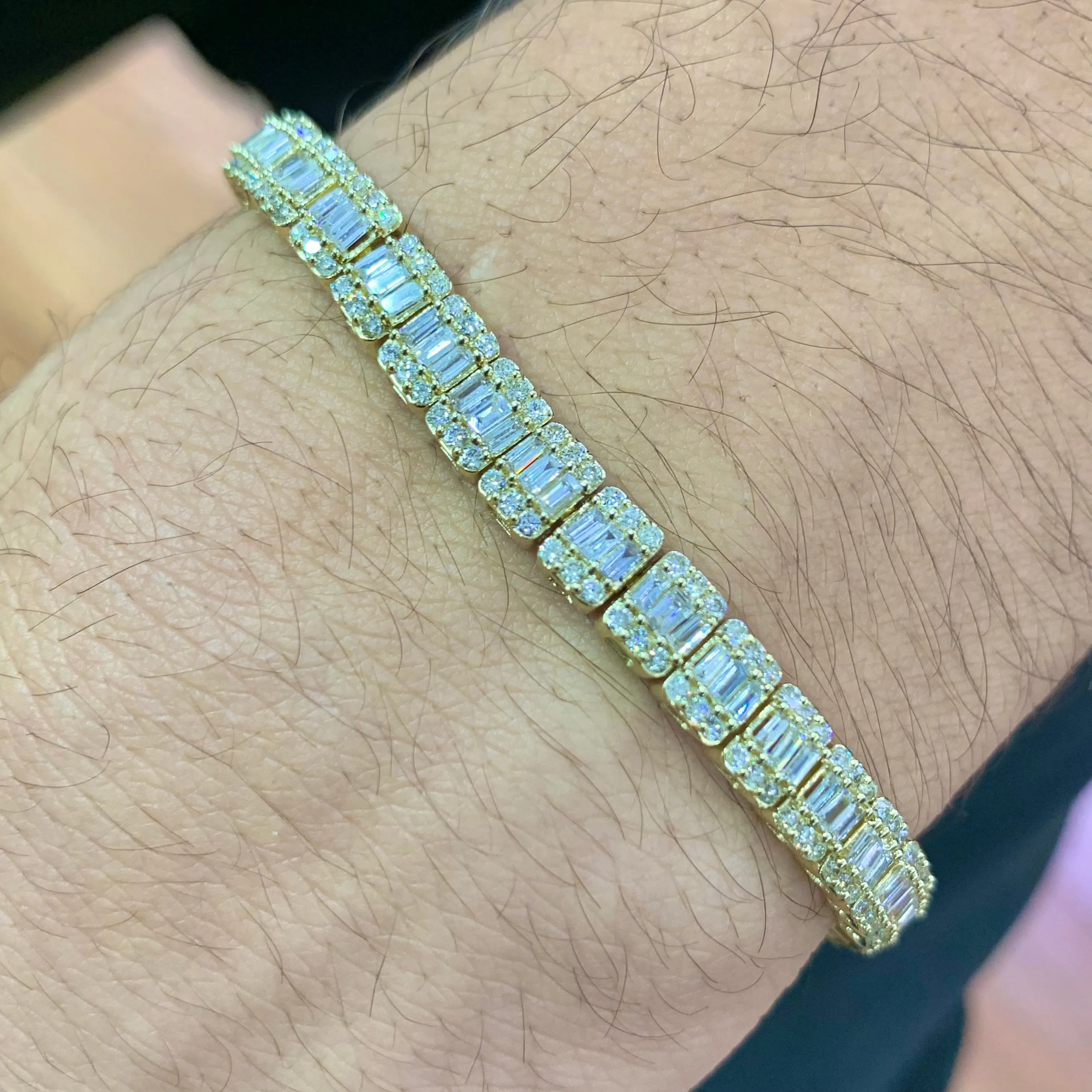 4.9ct Diamond 14k Gold 5.5mm Strip Bracelet (unisex, choose your color)