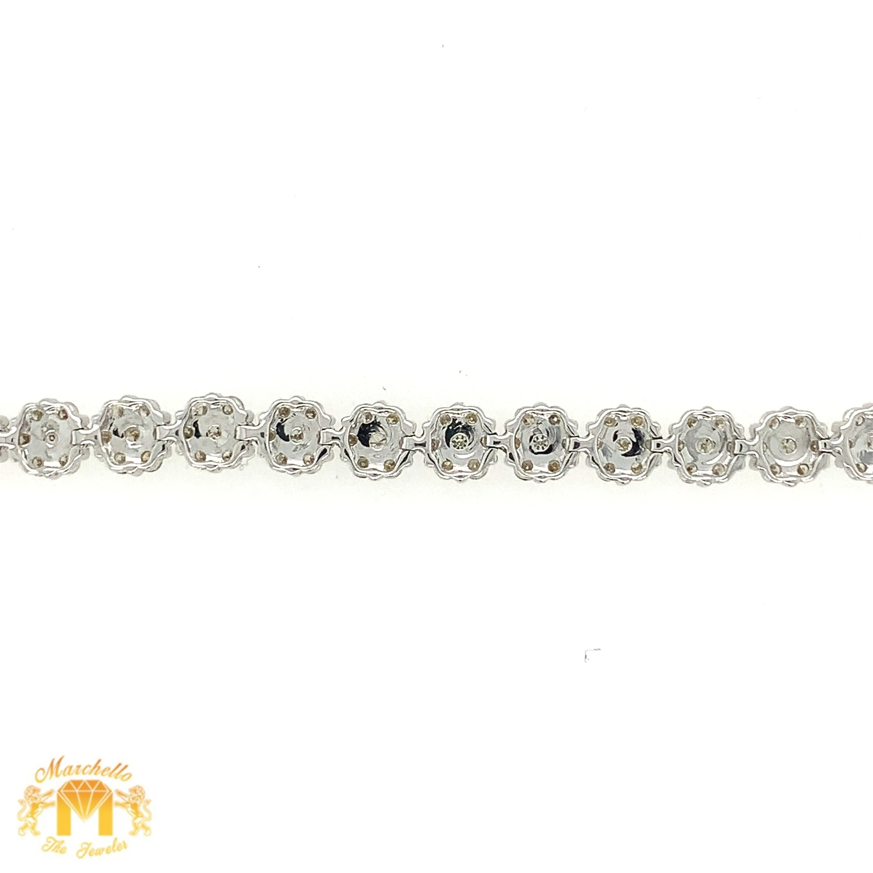 4ct Diamond White Gold Flower Link Bracelet