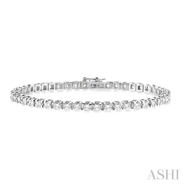 5 Ctw Round Cut Diamond Square Shape Tennis Bracelet in 14K White gold