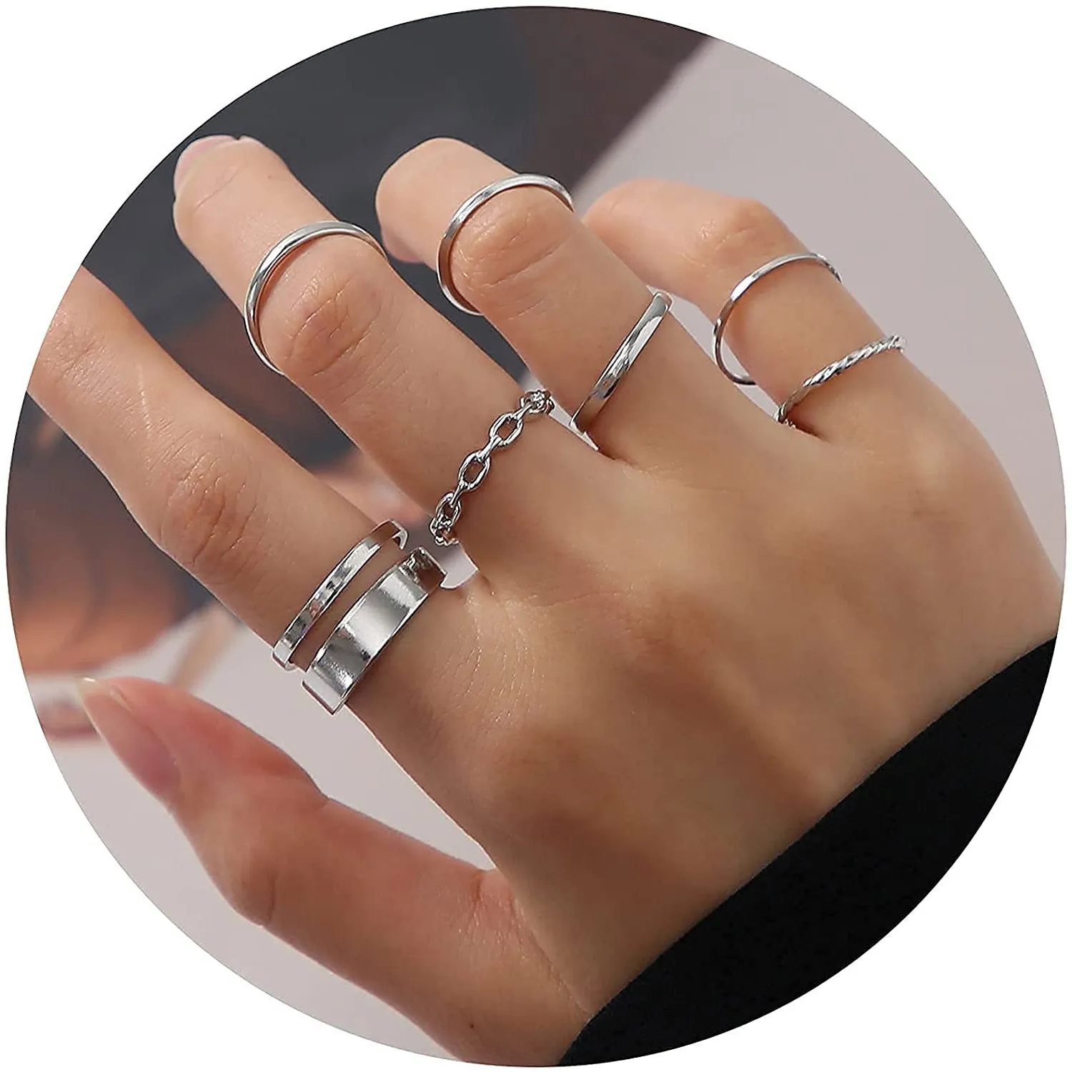 7-Piece: Women's Gold Knuckle Ring Set