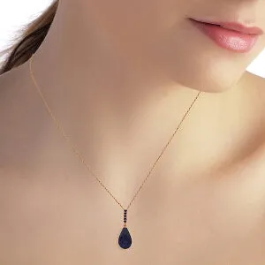 9 Carat 14K Solid Rose Gold Necklace Briolette Drop Sapphire