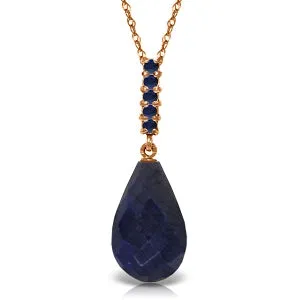 9 Carat 14K Solid Rose Gold Necklace Briolette Drop Sapphire