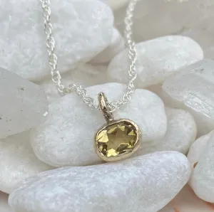 9ct Gold Citrine on Sterling Silver Rope Necklace