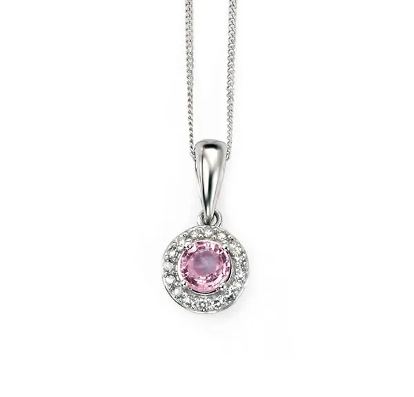 9ct White Pink Sapphire Necklace