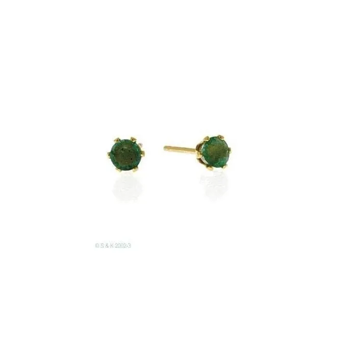 Acotis Diamonds 9K Gold 3mm Emerald Earrings Z1387