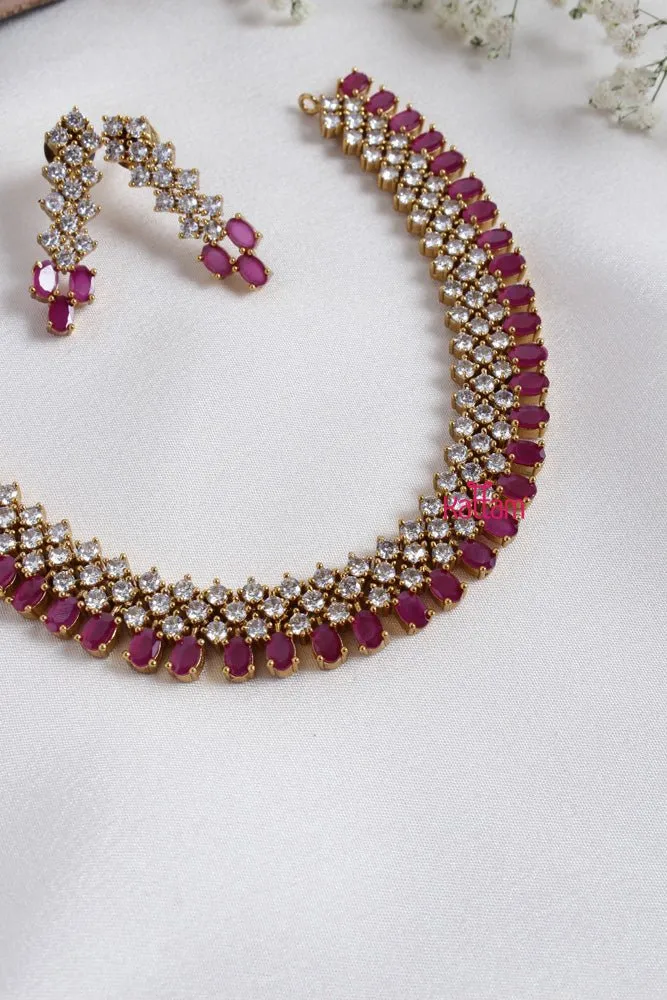 AD Patterned Ruby Stone Choker