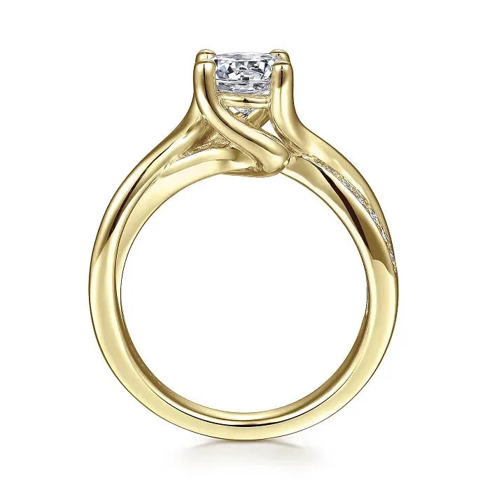 Aleesa - 14K Yellow Gold Round Diamond Twisted Engagement Ring