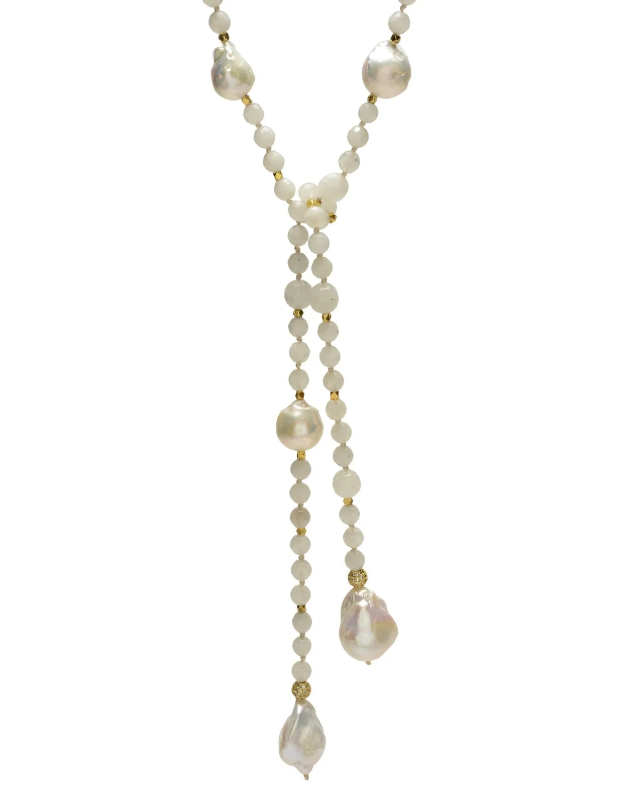 Alice Lariat - white/moonstone