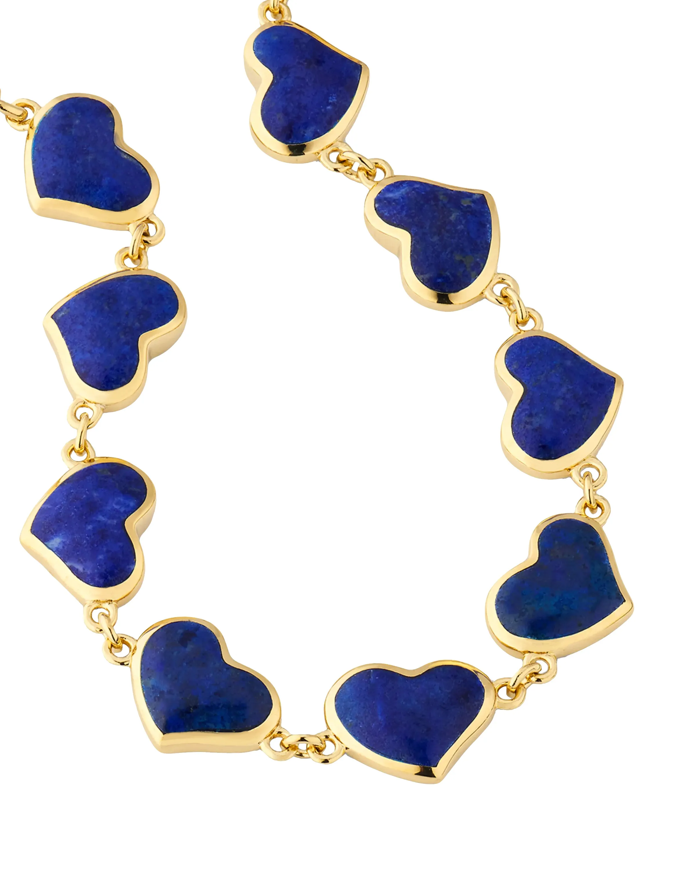 All Around Gemstone Heart Sterling Silver Bracelet with 18K Gold Vermeil