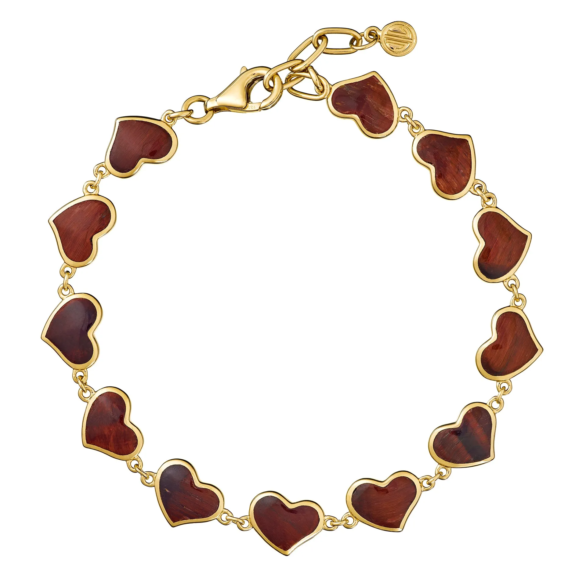 All Around Gemstone Heart Sterling Silver Bracelet with 18K Gold Vermeil