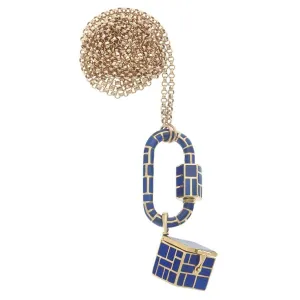 All Inlay Lapis Vinaigrette on Gold Rolo Chain