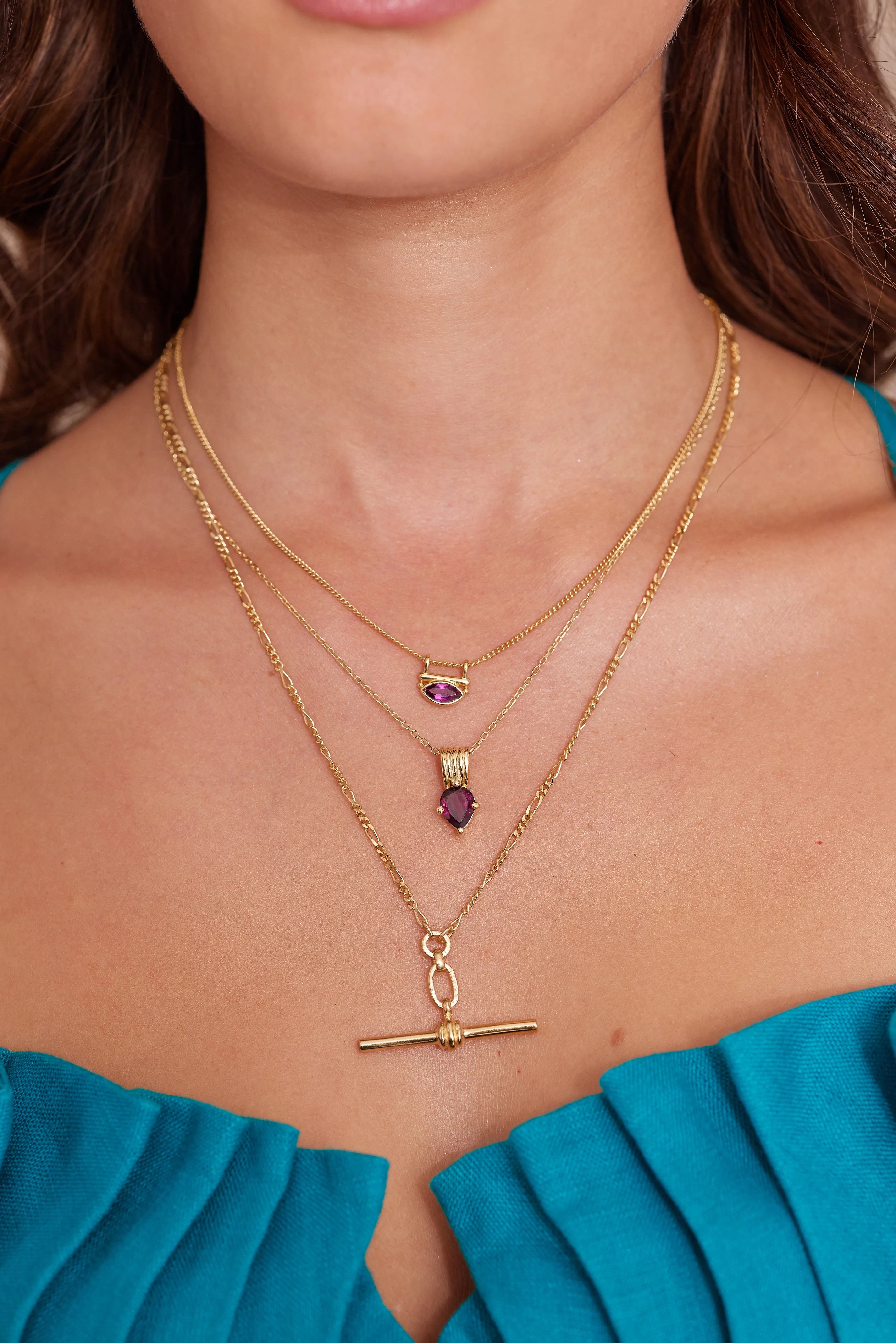 Amie Rhodolite Gold Necklace