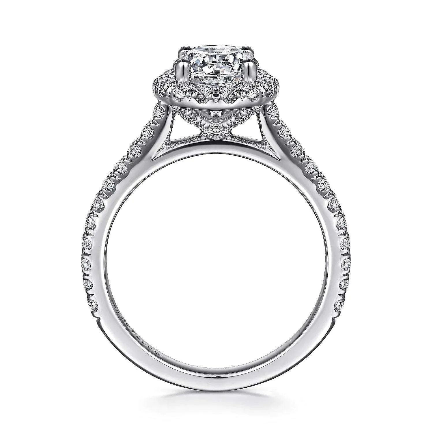 Angela - 14K White Gold Round Halo Diamond Engagement Ring