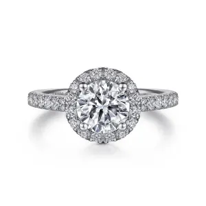 Angela - 14K White Gold Round Halo Diamond Engagement Ring