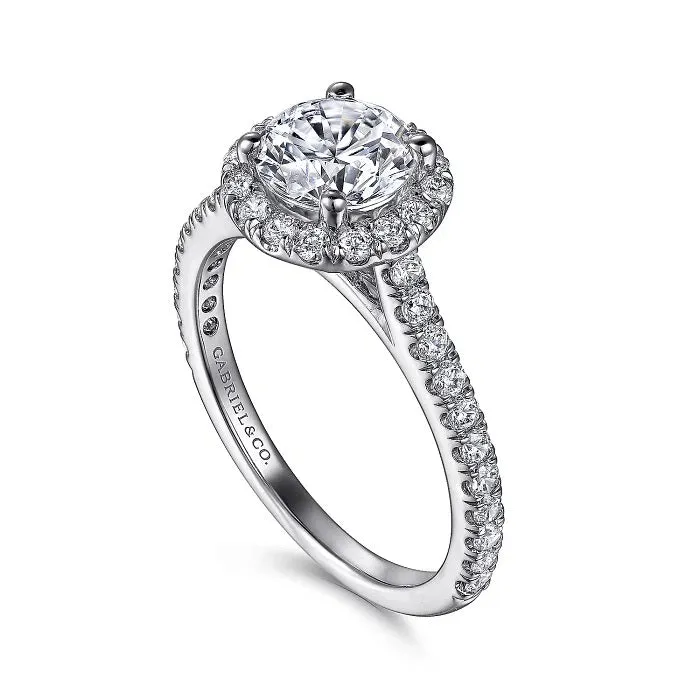 Angela - 14K White Gold Round Halo Diamond Engagement Ring