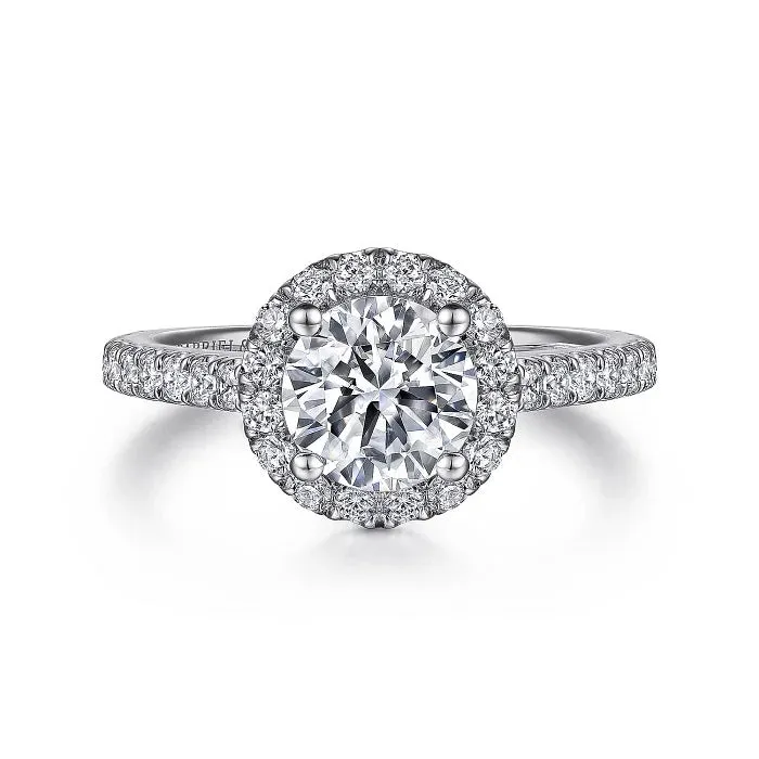 Angela - 14K White Gold Round Halo Diamond Engagement Ring