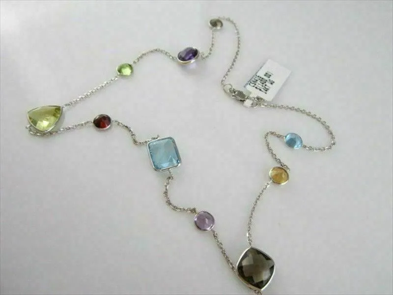 ANTIQUE 43CTW MULTI COLOR / MULTI SHAPE 14KT W NECKLACE